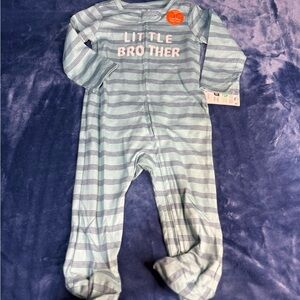 Carter's Blue Striped Little Brother Sleep n Play Pajama New